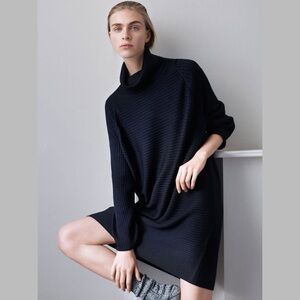 COS Merino Roll-neck Dress in Black Médium